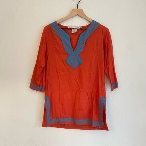Gretchen Scott Designs Bib Collar Orange and Blue‎ Tunic